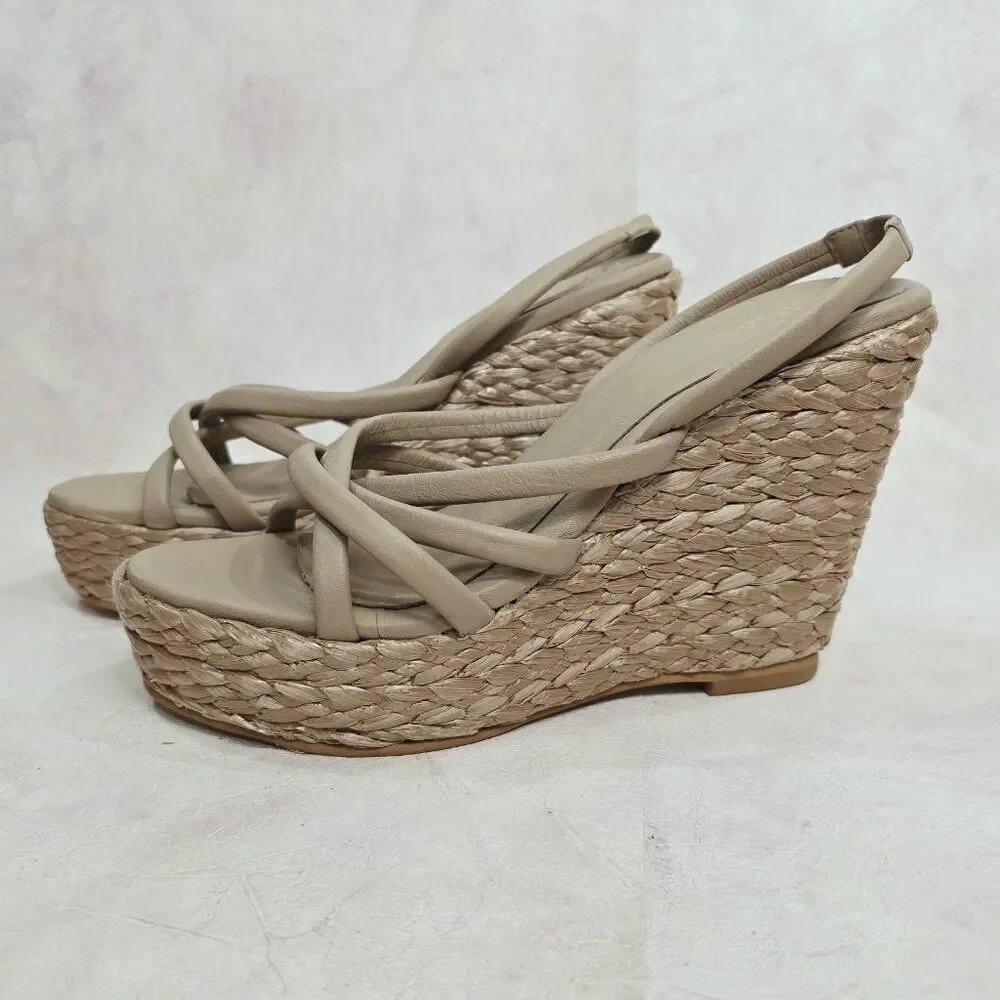 Kaanas - 8 M Margaritas Raffia‎ Strappy Wedge Sandal In Sand Leather